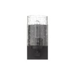 Bronze Wall Sconce with Textured Glass Shade, Modern Style