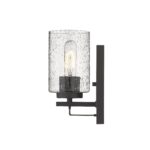 Bronze Wall Sconce with Textured Glass Shade, Modern Style