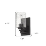 Bronze Wall Sconce with Textured Glass Shade, Modern Style