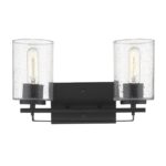 Black Metal and Textured Glass Modern Two-Light Wall Sconce