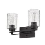 Bronze Metal & Textured Glass Two-Light Modern Wall Sconce 8 Bronze Metal & Textured Glass Two-Light Modern Wall Sconce