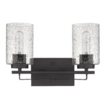 Bronze Metal & Textured Glass Two-Light Modern Wall Sconce 7 Bronze Metal & Textured Glass Two-Light Modern Wall Sconce