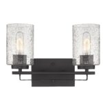 Bronze Metal & Textured Glass Two-Light Modern Wall Sconce 9 Bronze Metal & Textured Glass Two-Light Modern Wall Sconce