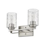 Silver Metal Textured Glass Two-Light Modern Wall Sconce 8 Silver Metal Textured Glass Two-Light Modern Wall Sconce