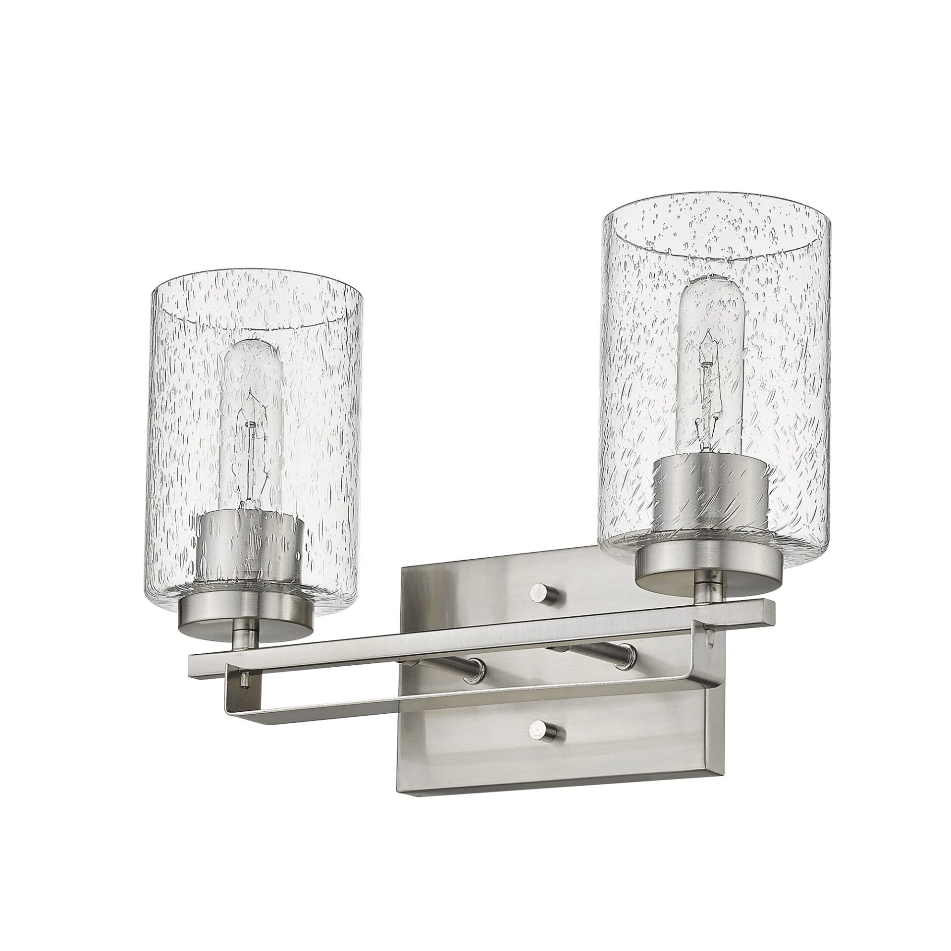 Silver Metal Textured Glass Two-Light Modern Wall Sconce 2 Silver Metal Textured Glass Two-Light Modern Wall Sconce - Image 2