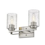 Silver Metal Textured Glass Two-Light Modern Wall Sconce 9 Silver Metal Textured Glass Two-Light Modern Wall Sconce