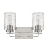 Silver Metal Textured Glass Two-Light Modern Wall Sconce 10 Silver Metal Textured Glass Two-Light Modern Wall Sconce