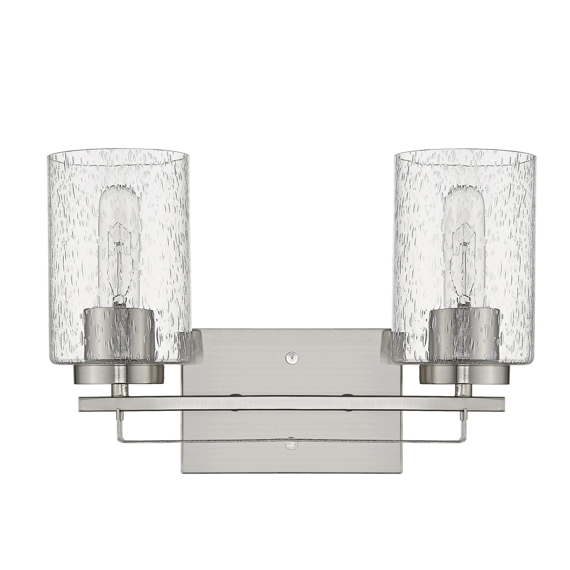 Silver Metal Textured Glass Two-Light Modern Wall Sconce 4 Silver Metal Textured Glass Two-Light Modern Wall Sconce - Image 4