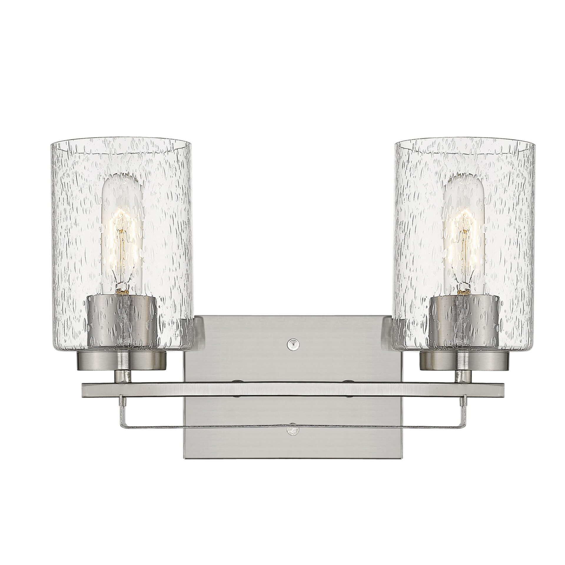 Silver Metal Textured Glass Two-Light Modern Wall Sconce 5 Silver Metal Textured Glass Two-Light Modern Wall Sconce - Image 5