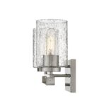Silver Metal Textured Glass Two-Light Modern Wall Sconce 7 Silver Metal Textured Glass Two-Light Modern Wall Sconce