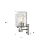 Silver Metal Textured Glass Two-Light Modern Wall Sconce 12 Silver Metal Textured Glass Two-Light Modern Wall Sconce