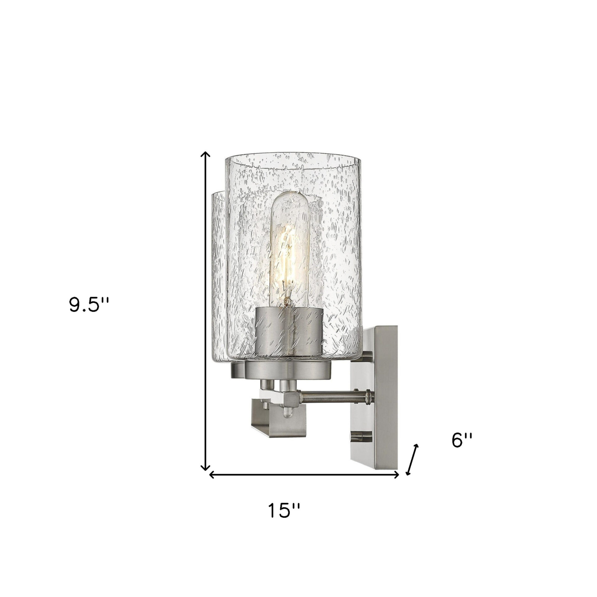 Silver Metal Textured Glass Two-Light Modern Wall Sconce 6 Silver Metal Textured Glass Two-Light Modern Wall Sconce - Image 6