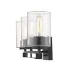 Black Metal Textured Glass Three-Light Wall Sconce, Modern Style 6 Black Metal Textured Glass Three-Light Wall Sconce, Modern Style