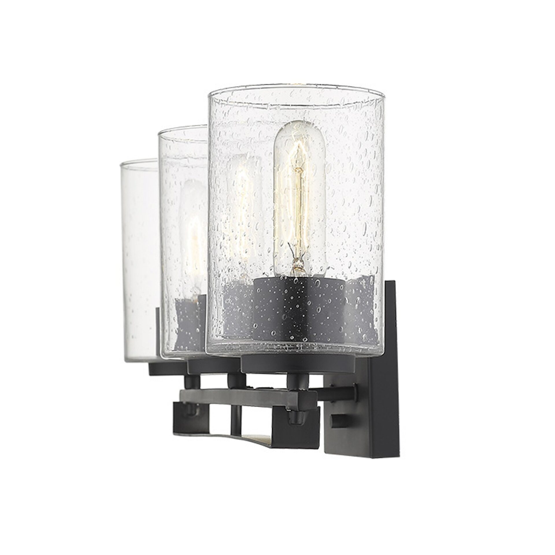 Black Metal Textured Glass Three-Light Wall Sconce, Modern Style 1 Black Metal Textured Glass Three-Light Wall Sconce, Modern Style