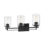 Black Metal Textured Glass Three-Light Wall Sconce, Modern Style 7 Black Metal Textured Glass Three-Light Wall Sconce, Modern Style