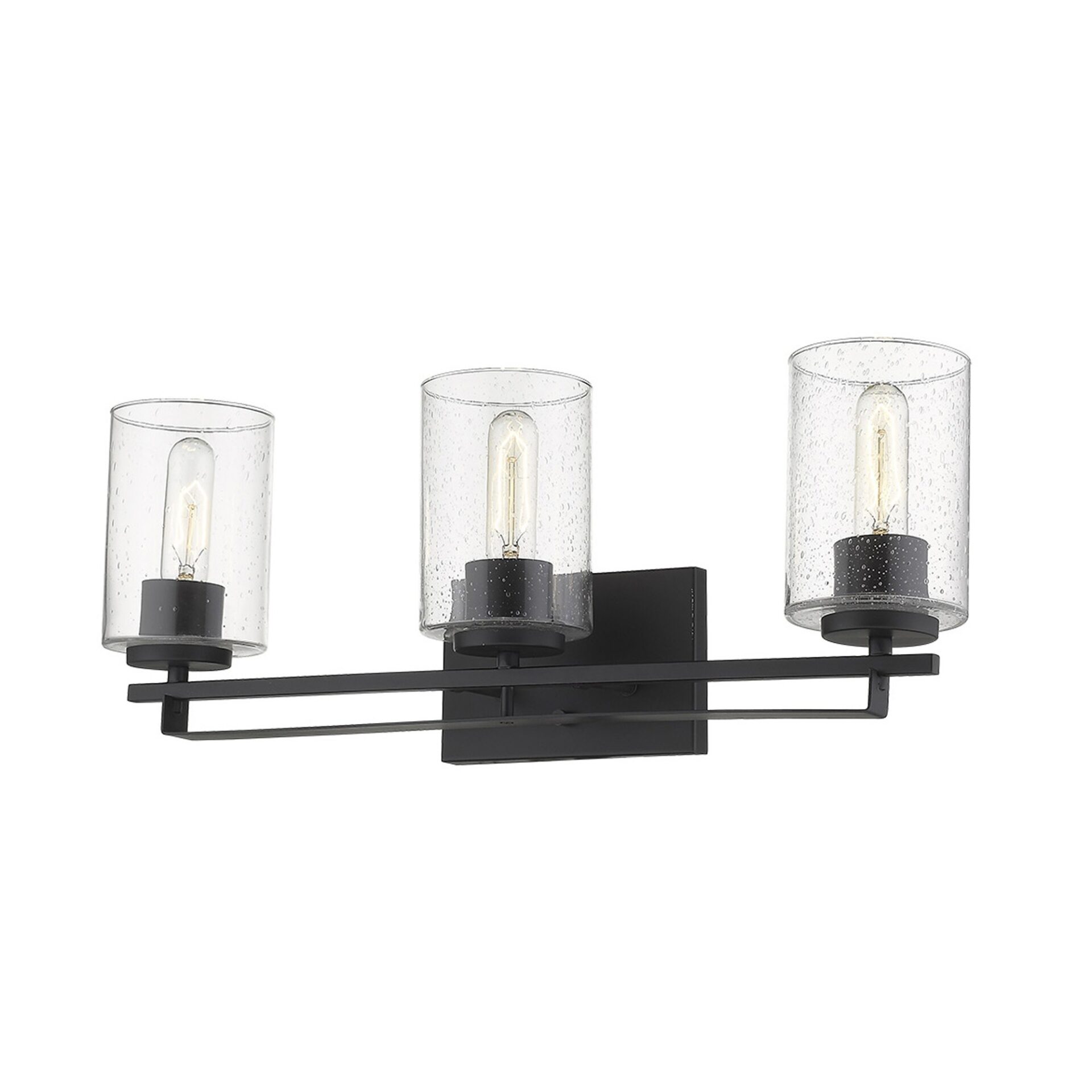 Black Metal Textured Glass Three-Light Wall Sconce, Modern Style 2 Black Metal Textured Glass Three-Light Wall Sconce, Modern Style - Image 2