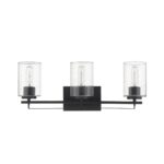 Black Metal Textured Glass Three-Light Wall Sconce, Modern Style 8 Black Metal Textured Glass Three-Light Wall Sconce, Modern Style