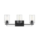 Black Metal Textured Glass Three-Light Wall Sconce, Modern Style 9 Black Metal Textured Glass Three-Light Wall Sconce, Modern Style