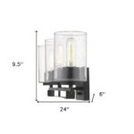 Black Metal Textured Glass Three-Light Wall Sconce, Modern Style 10 Black Metal Textured Glass Three-Light Wall Sconce, Modern Style