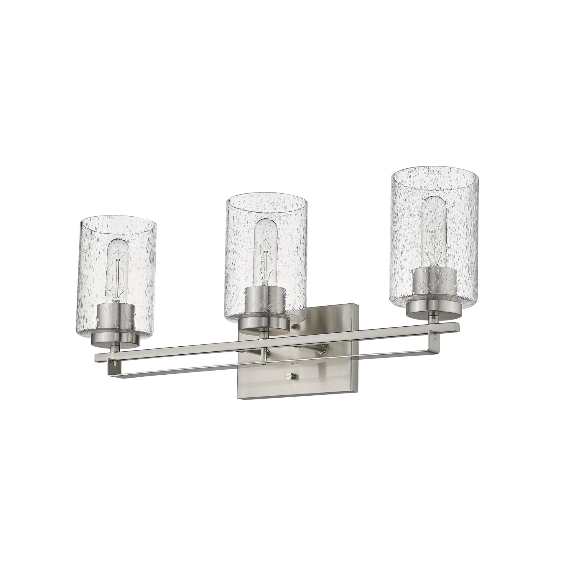 Silver Metal Textured Glass Three-Light Modern Wall Sconce 2 Silver Metal Textured Glass Three-Light Modern Wall Sconce - Image 2