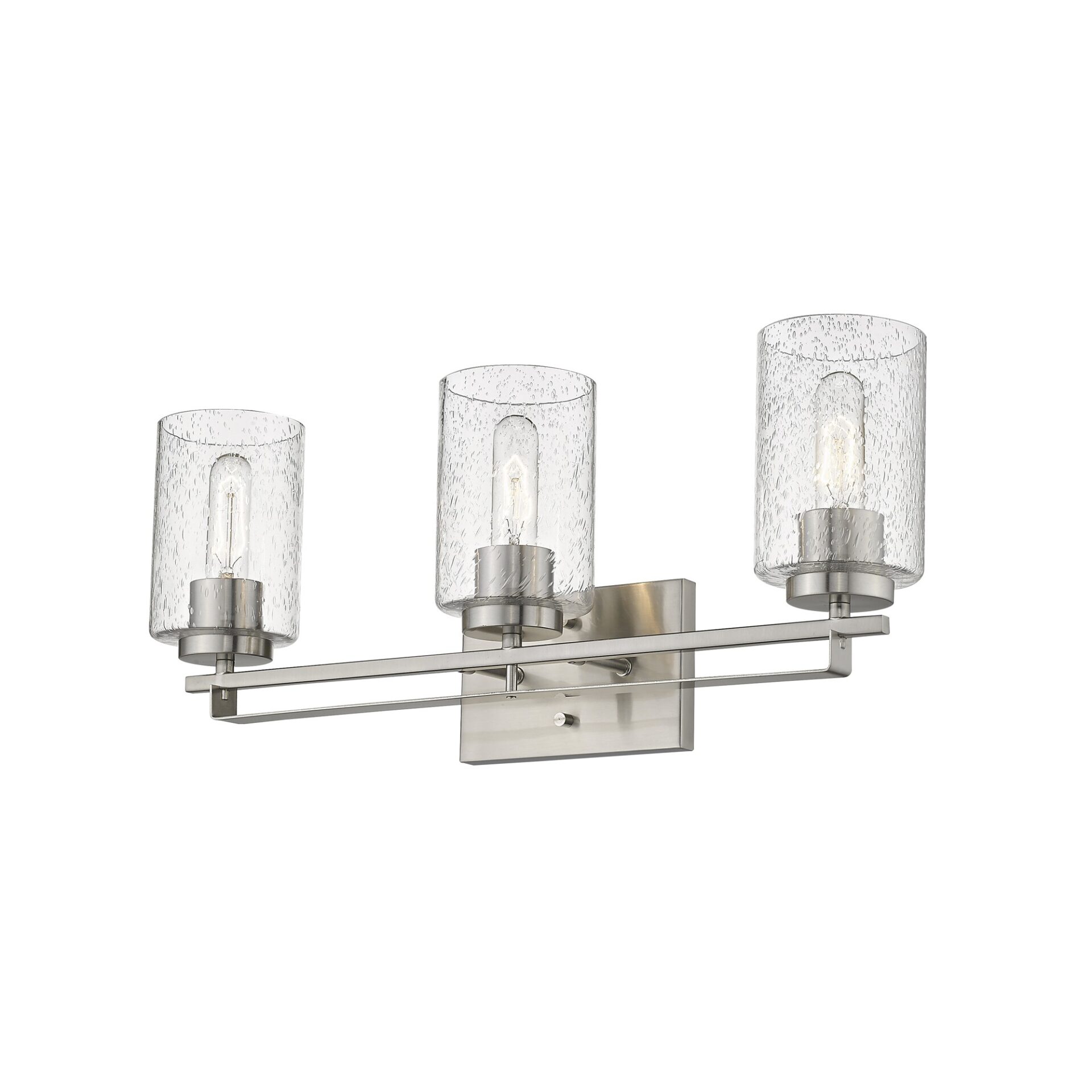 Silver Metal Textured Glass Three-Light Modern Wall Sconce 3 Silver Metal Textured Glass Three-Light Modern Wall Sconce - Image 3
