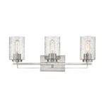 Silver Metal Textured Glass Three-Light Modern Wall Sconce 11 Silver Metal Textured Glass Three-Light Modern Wall Sconce