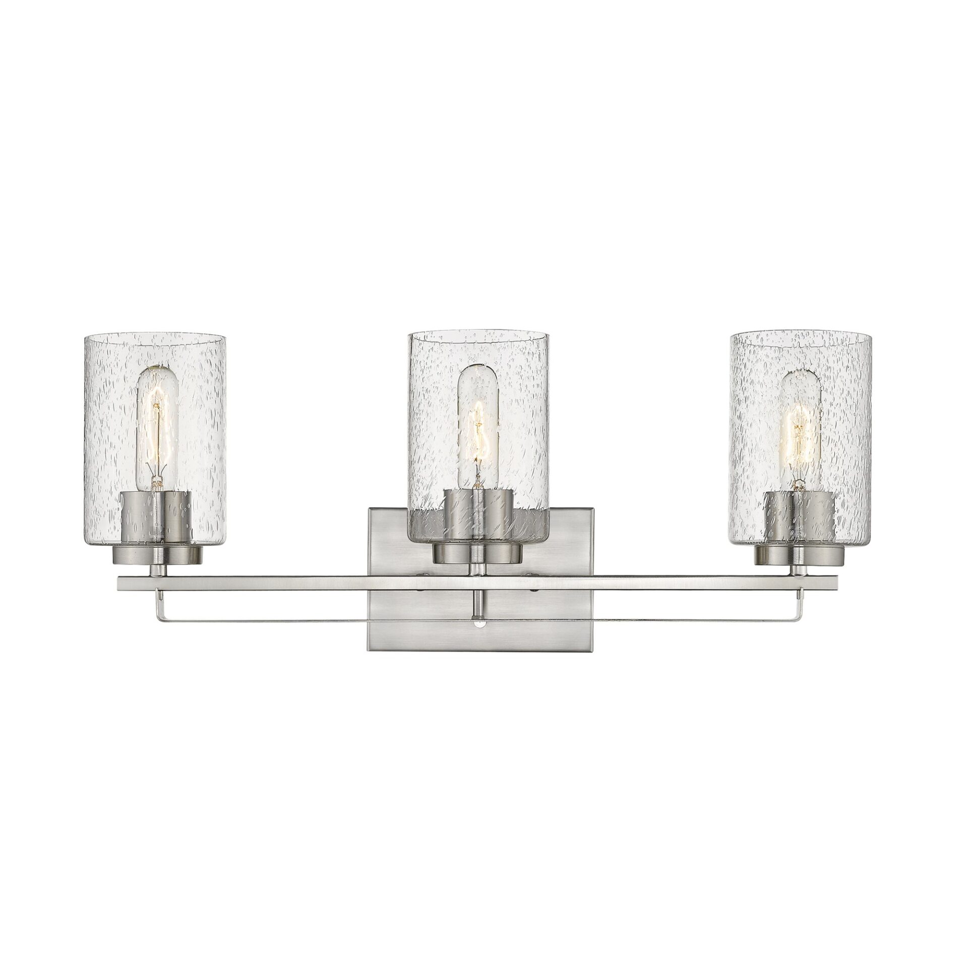 Silver Metal Textured Glass Three-Light Modern Wall Sconce 5 Silver Metal Textured Glass Three-Light Modern Wall Sconce - Image 5