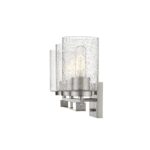Silver Metal Textured Glass Three-Light Modern Wall Sconce 7 Silver Metal Textured Glass Three-Light Modern Wall Sconce