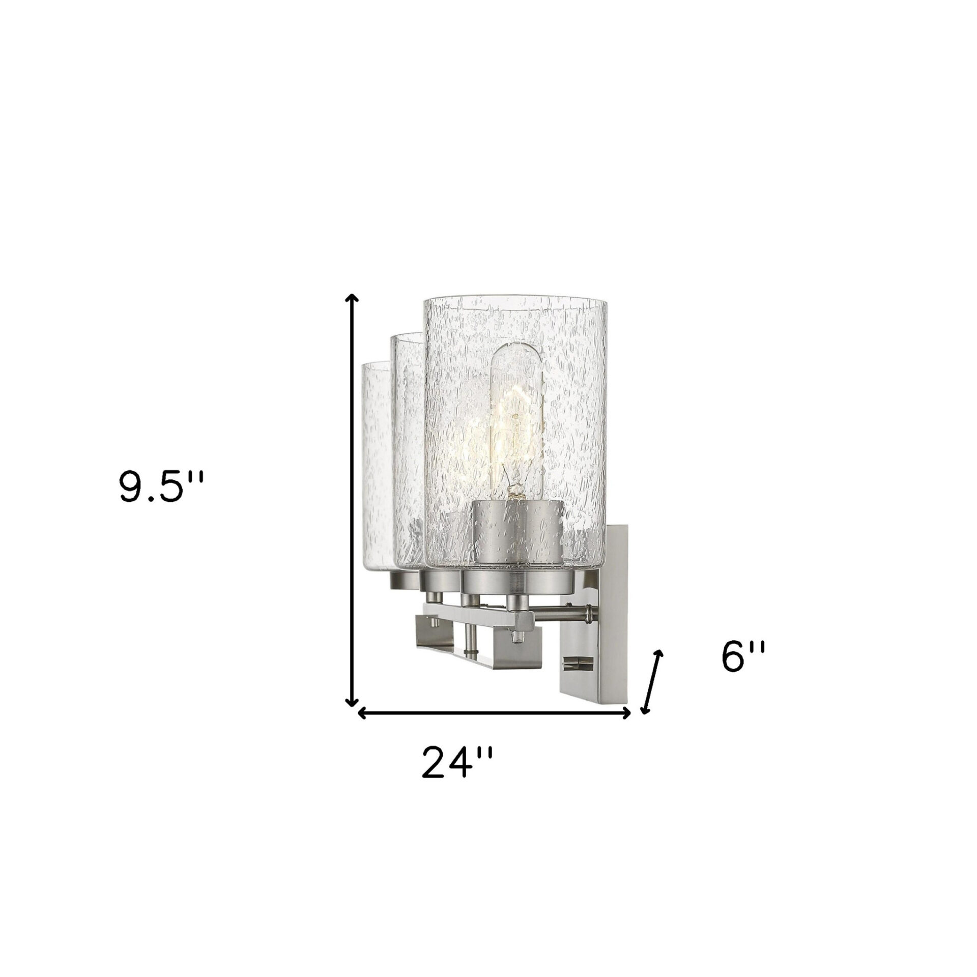 Silver Metal Textured Glass Three-Light Modern Wall Sconce 6 Silver Metal Textured Glass Three-Light Modern Wall Sconce - Image 6