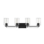 Orella Modern Matte Black 4-Light Vanity with Seedy Glass