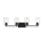 Orella Modern Matte Black 4-Light Vanity with Seedy Glass