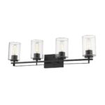 Orella Modern Matte Black 4-Light Vanity with Seedy Glass