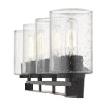 Orella Modern Matte Black 4-Light Vanity with Seedy Glass