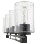 Orella Modern Matte Black 4-Light Vanity with Seedy Glass