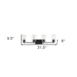Orella Modern Matte Black 4-Light Vanity with Seedy Glass