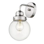 Silver Wall Sconce with Round Glass Shade, Polished Finish 7 Silver Wall Sconce with Round Glass Shade, Polished Finish