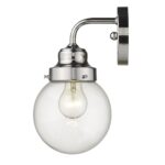 Silver Wall Sconce with Round Glass Shade, Polished Finish 9 Silver Wall Sconce with Round Glass Shade, Polished Finish