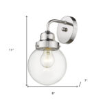 Silver Wall Sconce with Round Glass Shade, Polished Finish 10 Silver Wall Sconce with Round Glass Shade, Polished Finish