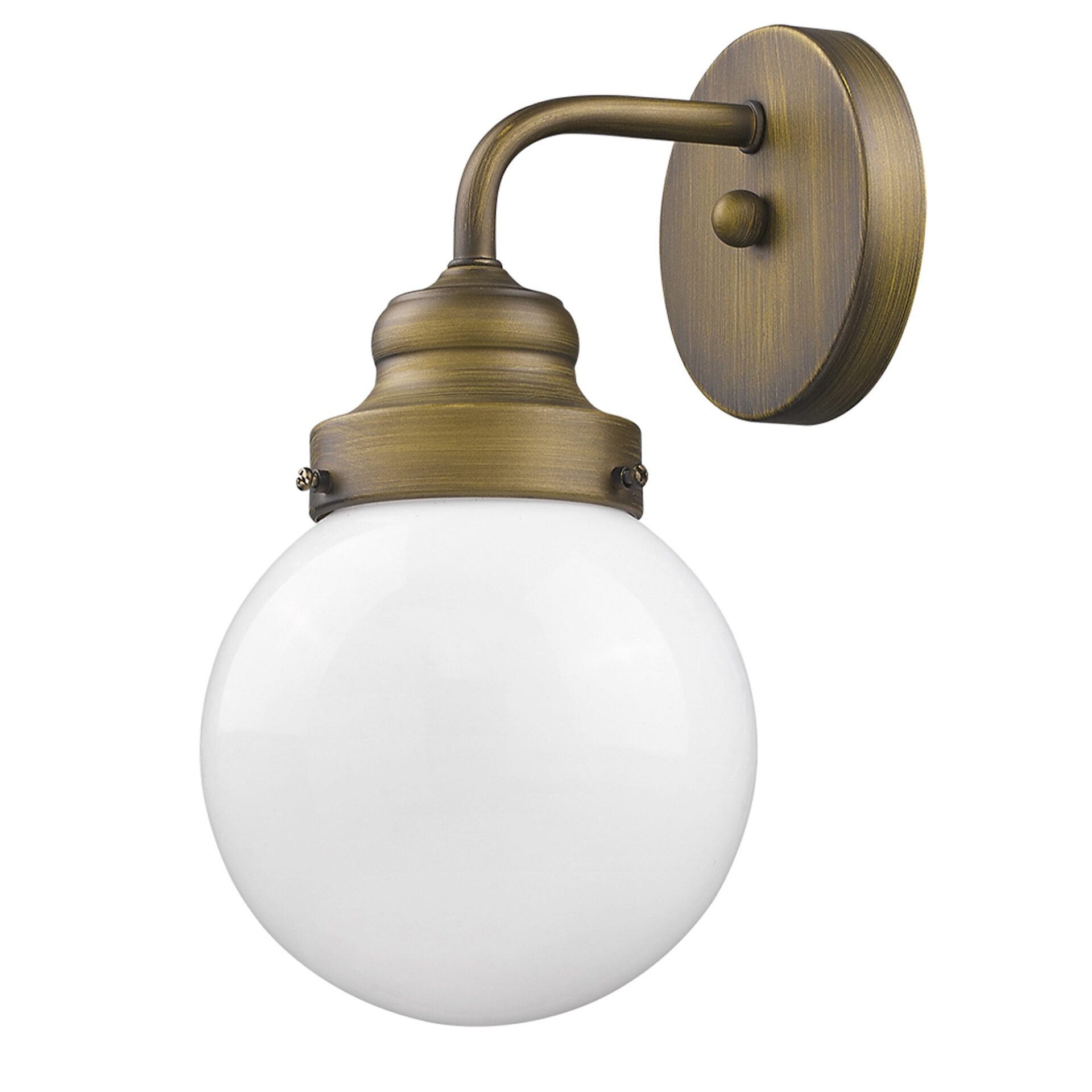 Gold Wall Sconce with Round Glass Shade, 11" 2 Gold Wall Sconce with Round Glass Shade, 11" - Image 2