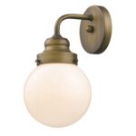 Gold Wall Sconce with Round Glass Shade, 11" 5 Gold Wall Sconce with Round Glass Shade, 11"