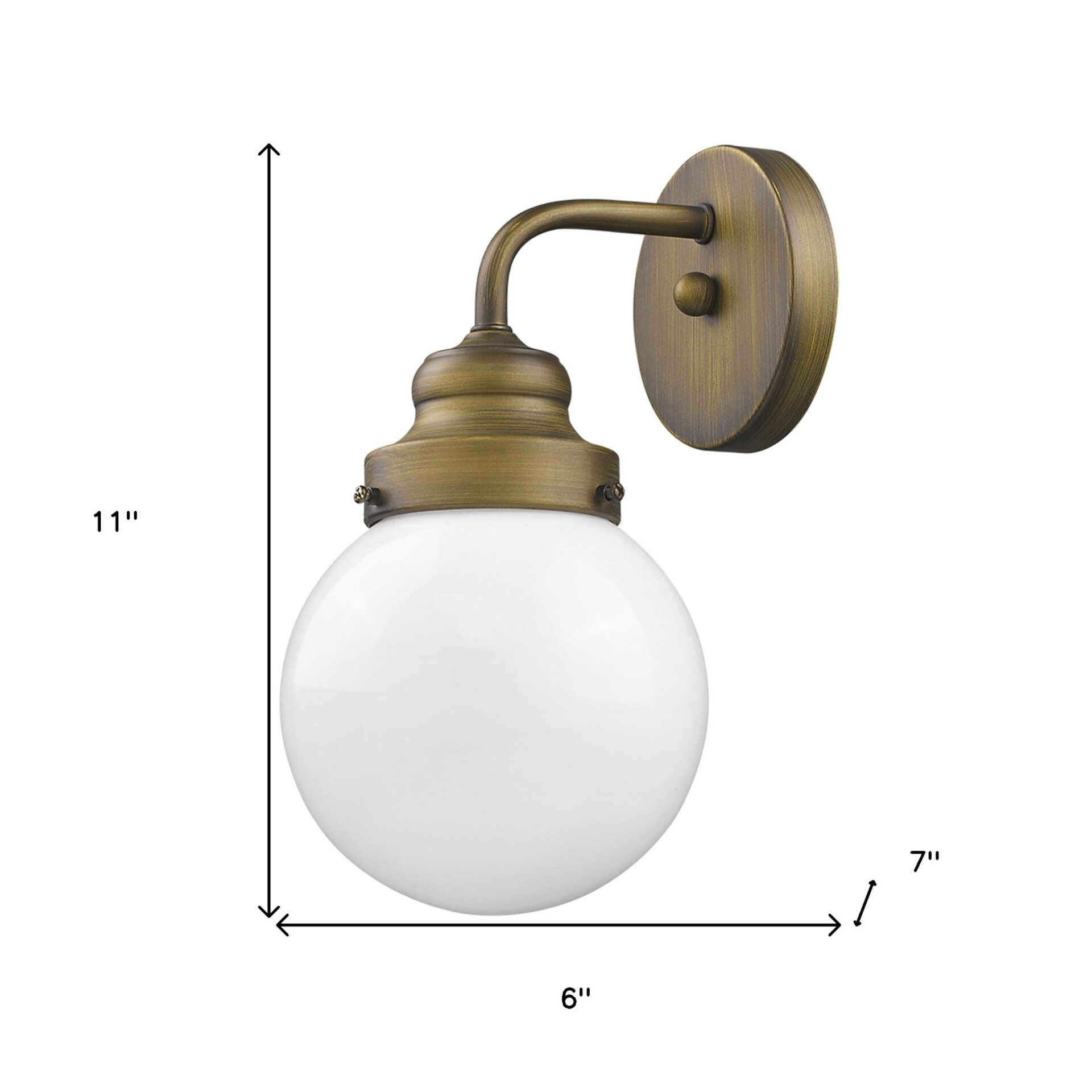Gold Wall Sconce with Round Glass Shade, 11" 4 Gold Wall Sconce with Round Glass Shade, 11" - Image 4