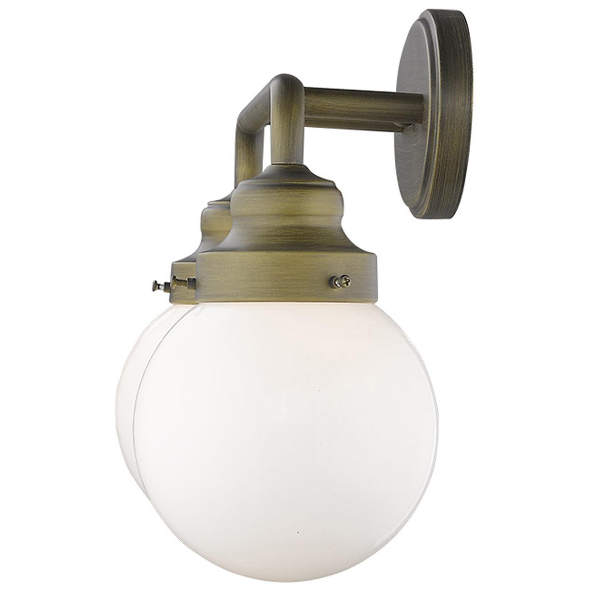 Two-Light Gold Wall Sconce with Round Glass Shades 2 Two-Light Gold Wall Sconce with Round Glass Shades - Image 2