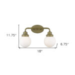 Two-Light Gold Wall Sconce with Round Glass Shades 10 Two-Light Gold Wall Sconce with Round Glass Shades