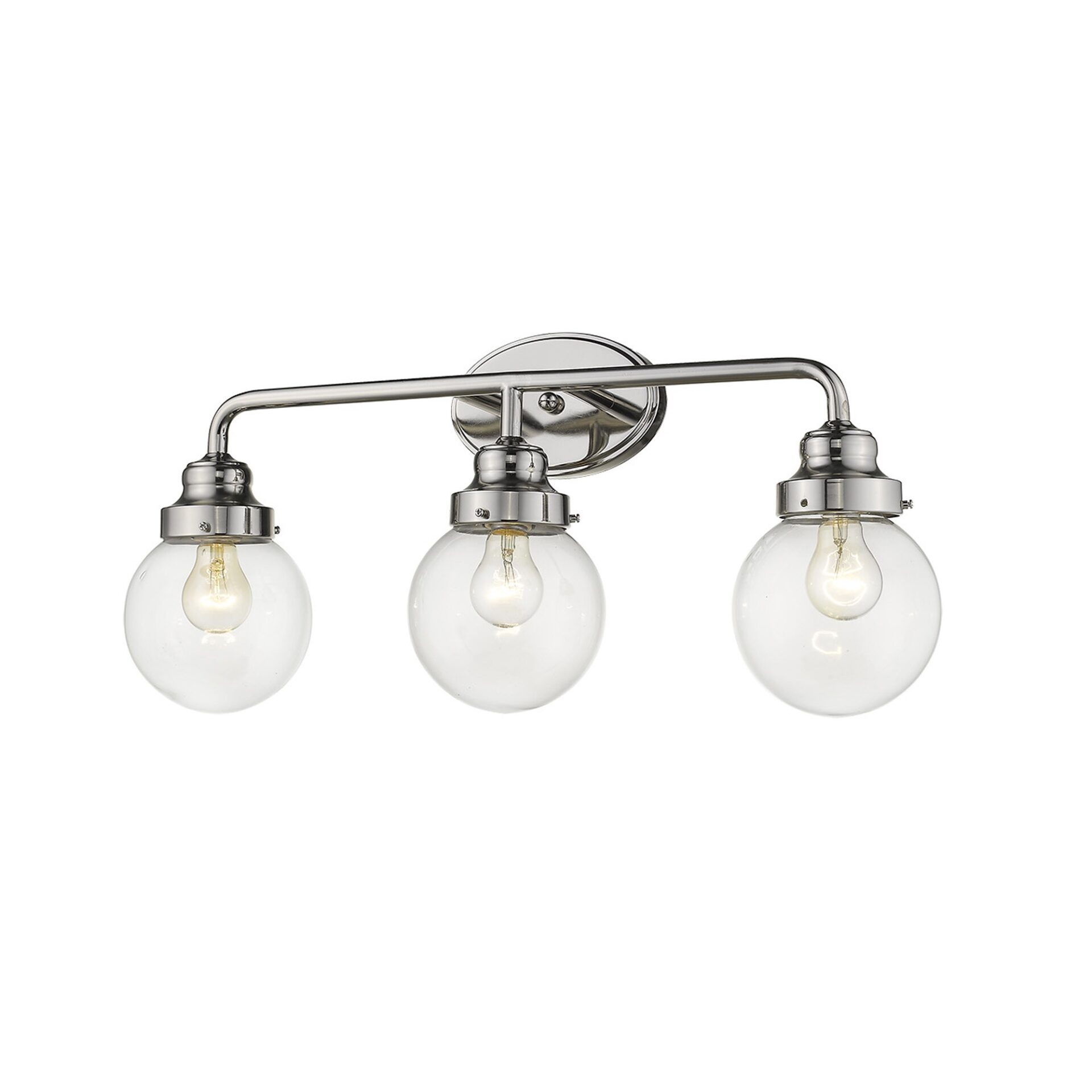 Portsmith Polished Nickel Vanity Light with Clear Glass Globes 3 Portsmith Polished Nickel Vanity Light with Clear Glass Globes - Image 3