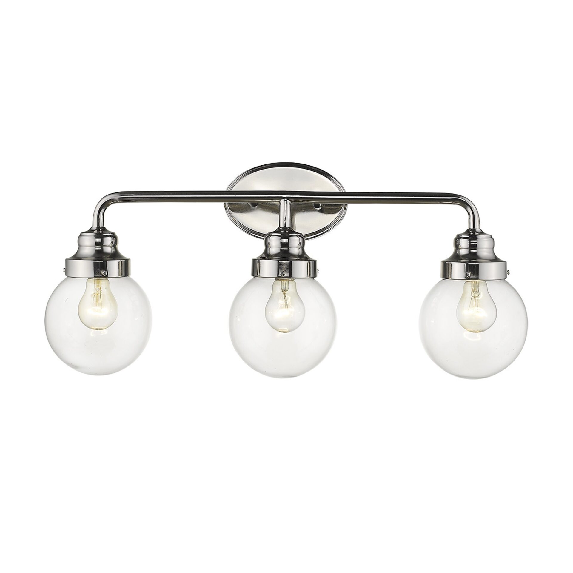 Portsmith Polished Nickel Vanity Light with Clear Glass Globes 2 Portsmith Polished Nickel Vanity Light with Clear Glass Globes - Image 2