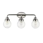 Portsmith Polished Nickel Vanity Light with Clear Glass Globes 9 Portsmith Polished Nickel Vanity Light with Clear Glass Globes