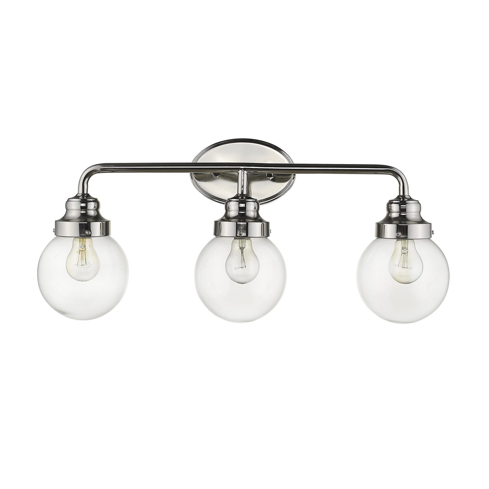 Portsmith Polished Nickel Vanity Light with Clear Glass Globes 4 Portsmith Polished Nickel Vanity Light with Clear Glass Globes - Image 4