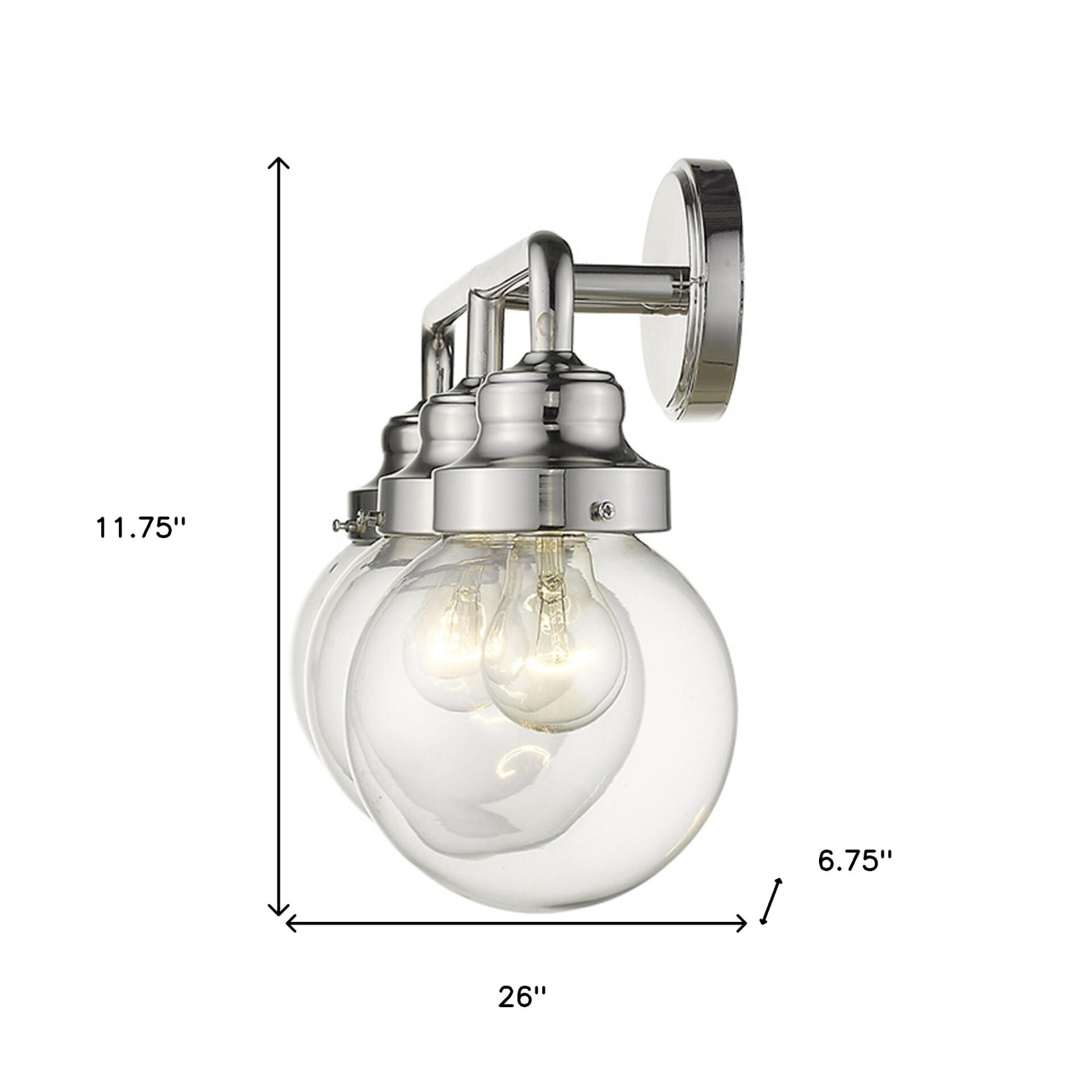 Portsmith Polished Nickel Vanity Light with Clear Glass Globes 5 Portsmith Polished Nickel Vanity Light with Clear Glass Globes - Image 5