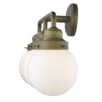 Portsmith Raw Brass Vanity with Opal Glass Globes, 3-Light 6 Portsmith Raw Brass Vanity with Opal Glass Globes, 3-Light