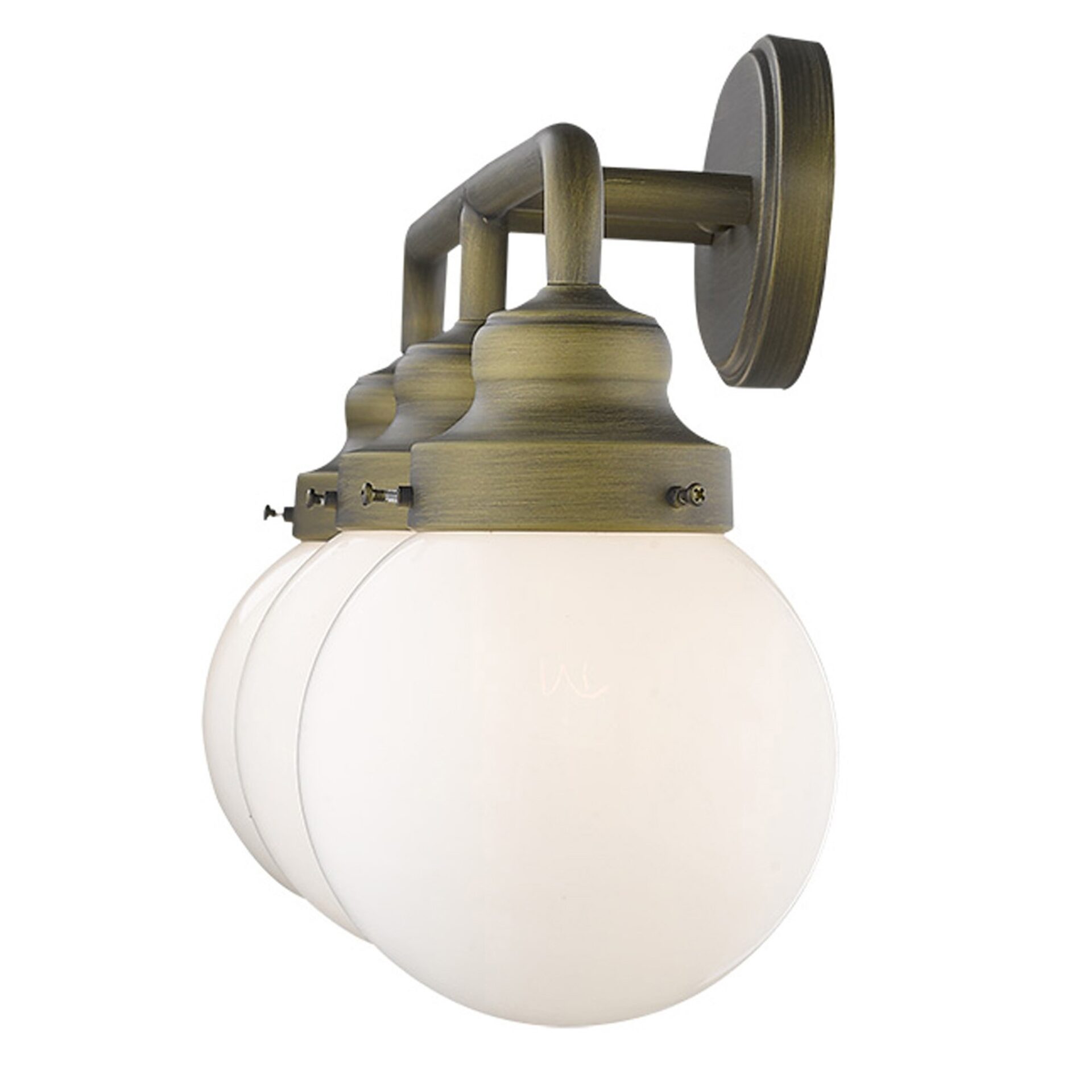 Portsmith Raw Brass Vanity with Opal Glass Globes, 3-Light 1 Portsmith Raw Brass Vanity with Opal Glass Globes, 3-Light